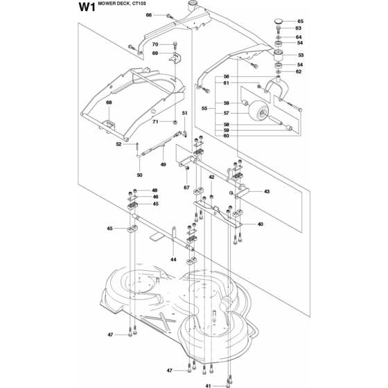 103cm Cutting Deck Assembly-2 for Husqvarna PROFLEX 21 AWD Riders