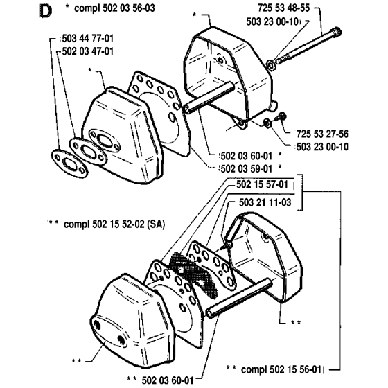 Muffler Assembly for Husqvarna PS50 Pole Pruners