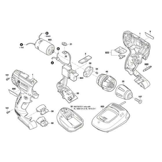 Lithium-ion Cordless Two-speed Combi Assembly for Bosch PSB 1800 LI-2