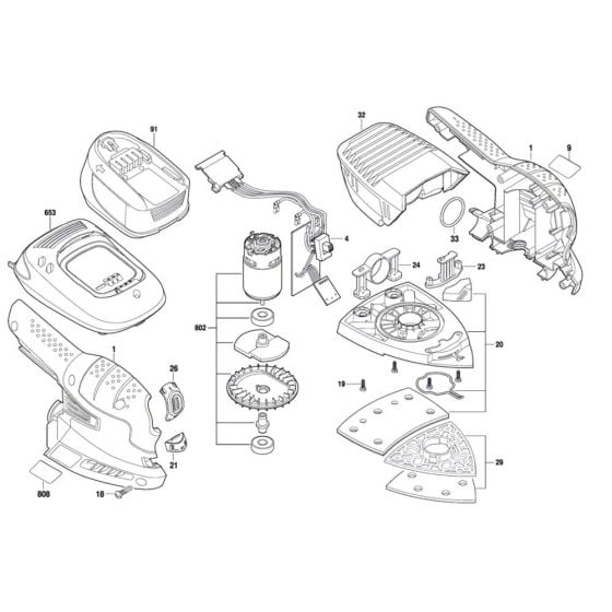 Cordless Multi Sander Assembly for Bosch PSM 18 LI