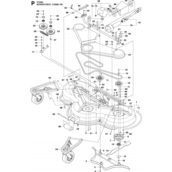 61"/155cm Cutting Deck Assembly for Husqvarna PT26 D Riders