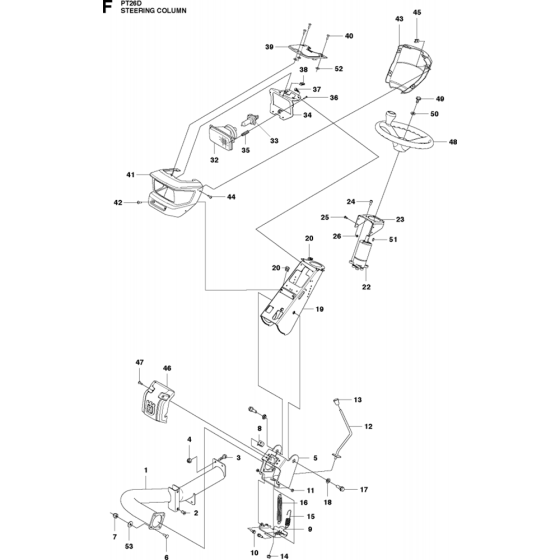 Steering Column Assembly for Husqvarna PT26 D Riders