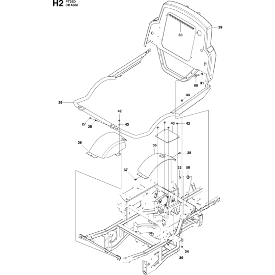 Chassis and Enclosures Assembly-2 for Husqvarna PT26 D Riders