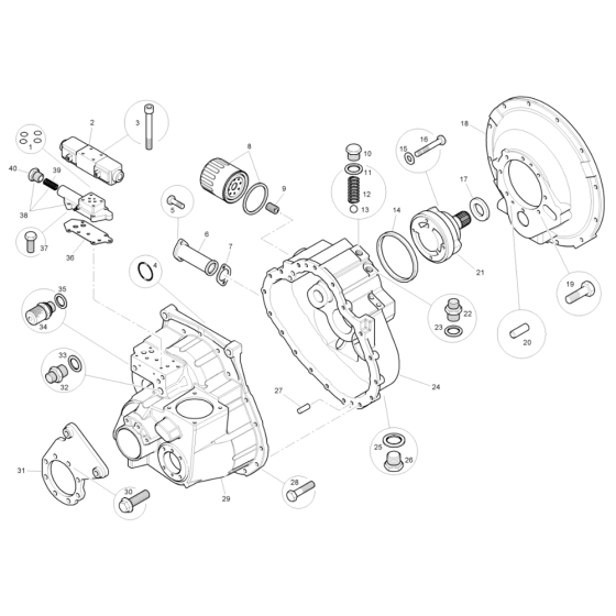 Gearbox - External Components for Benford Terex Mecalac PT9000 Dumpers