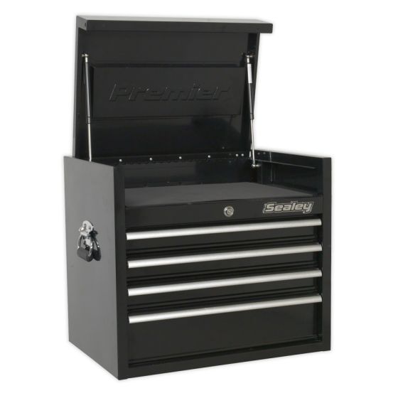 Topchest 4 Drawer 660mm Heavy-Duty Black Sealey Part No. PTB66004