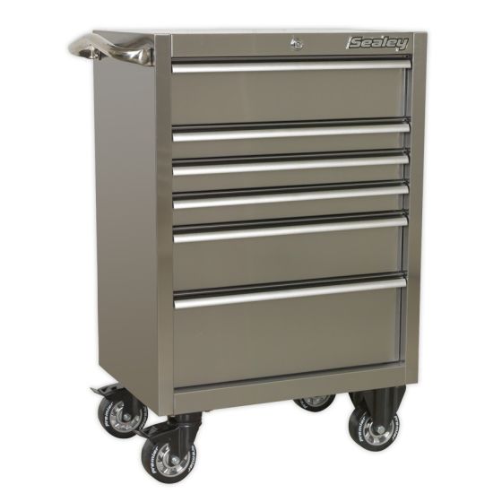 Rollcab 6 Drawer 675mm Stainless Steel Heavy-Duty Sealey Part No. PTB67506SS