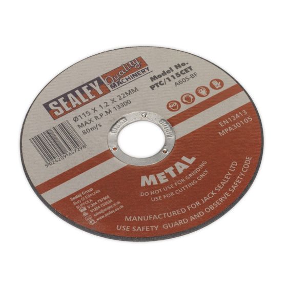 Cutting Disc Dia.115 x 1.2mm 22mm Bore Sealey Part No. PTC/115CET