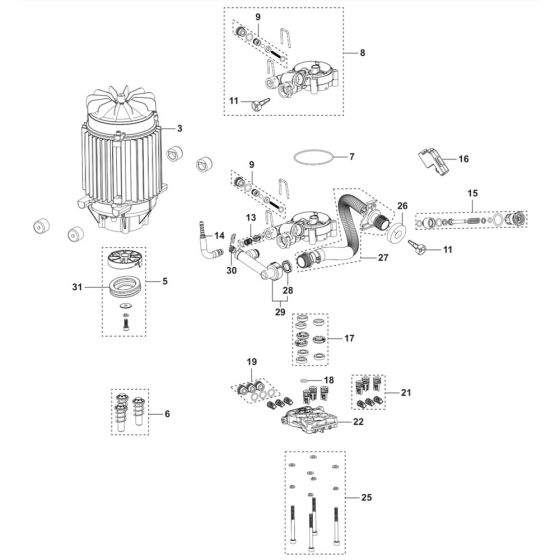 Pump Assembly for Husqvarna PW 350