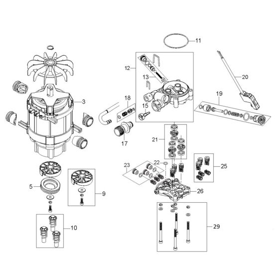 Pump Assembly for Husqvarna PW 360