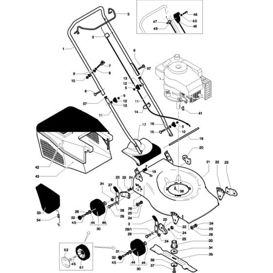 Complete Product Assembly for Flymo Q46S Mowers