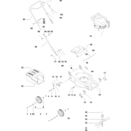 Complete Product Assembly for Flymo QUICKSILVER 40S Mowers