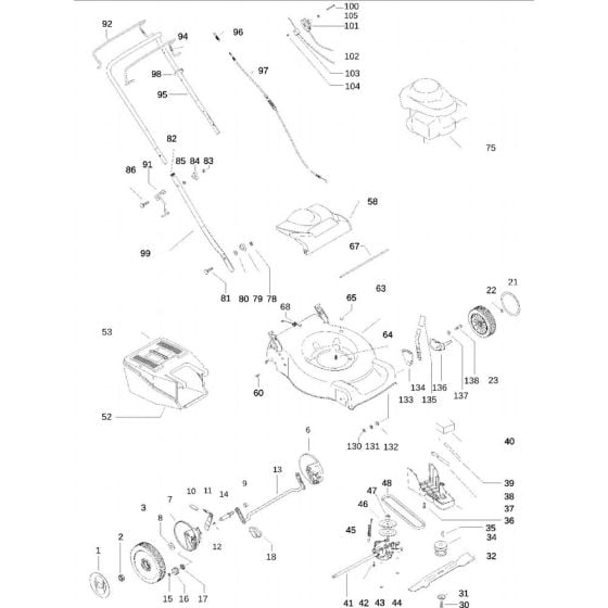 Complete Product Assembly for Flymo QUICKSILVER 4546SDH Mowers