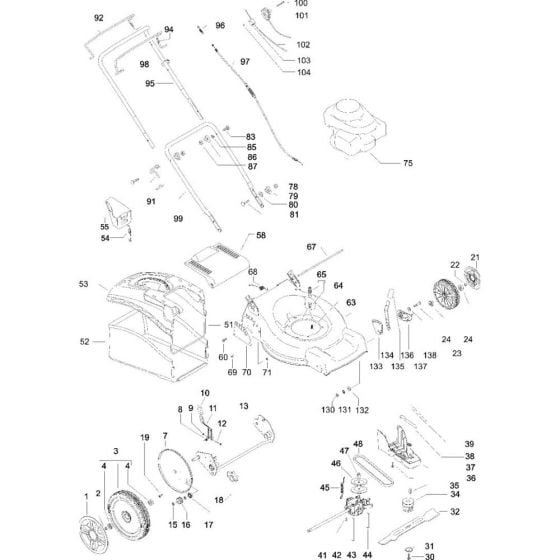 Complete Product Assembly for Flymo QUICKSILVER 5145HW Mowers