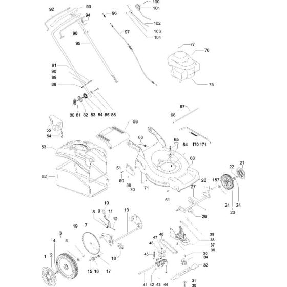 Complete Product Assembly for Flymo QUICKSILVER 5160HW Mowers