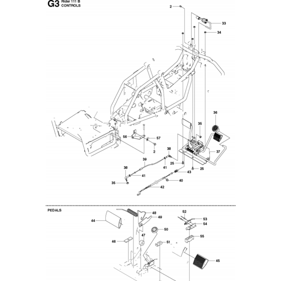 Controls Assembly-3 for Husqvarna R111 B Riders