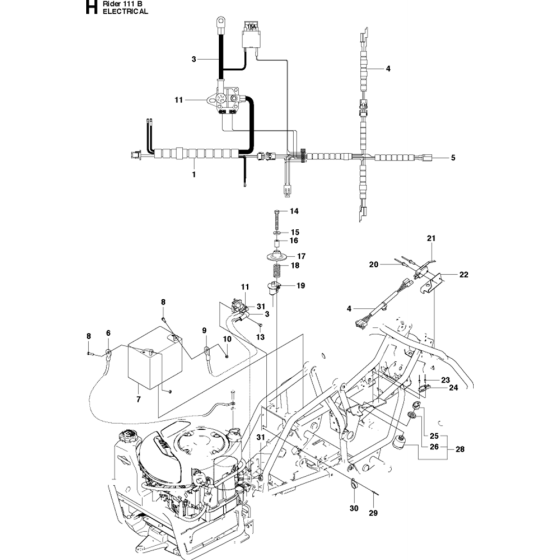 Electrical Assembly for Husqvarna R111 B Riders