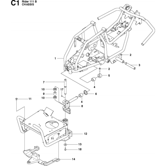 Chassis and Enclosures Assembly-1 for Husqvarna R111 B Riders