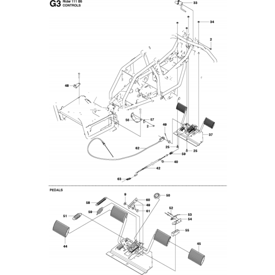 Controls Assembly-3 for Husqvarna R111 B5 Riders