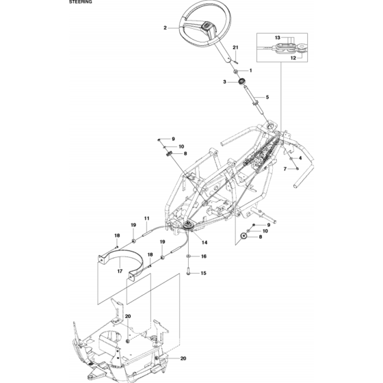 Steering Assembly for Husqvarna R112 C5 Riders