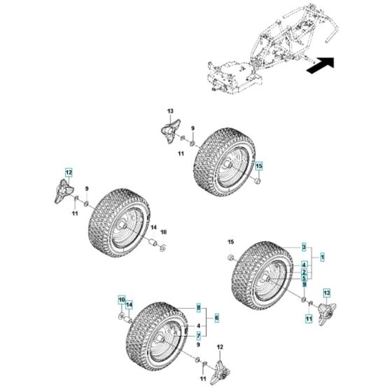 Wheel Assembly for Husqvarna R 112iC