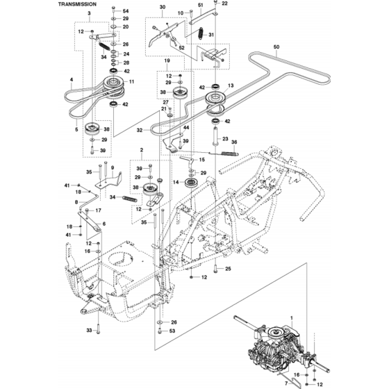 Transmission Assembly for Husqvarna R115 C Riders