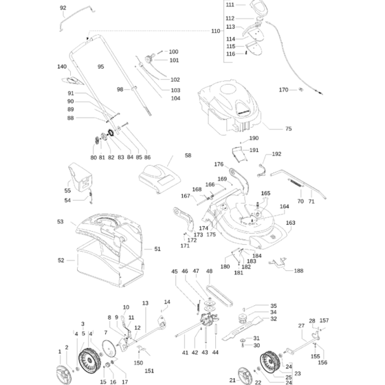 Complete Product Assembly for Husqvarna R150SV Commercial Lawn Mower