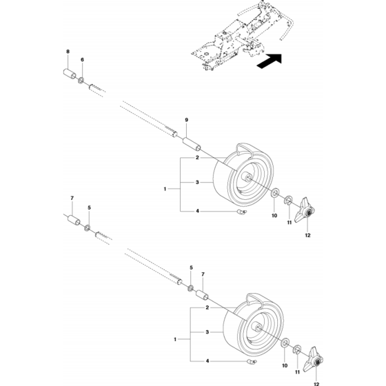 Wheels and Tires Assembly for Husqvarna R214 T AWD Riders