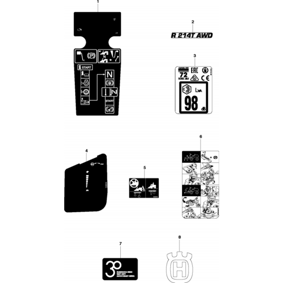 Decals for Husqvarna R214 T AWD Riders