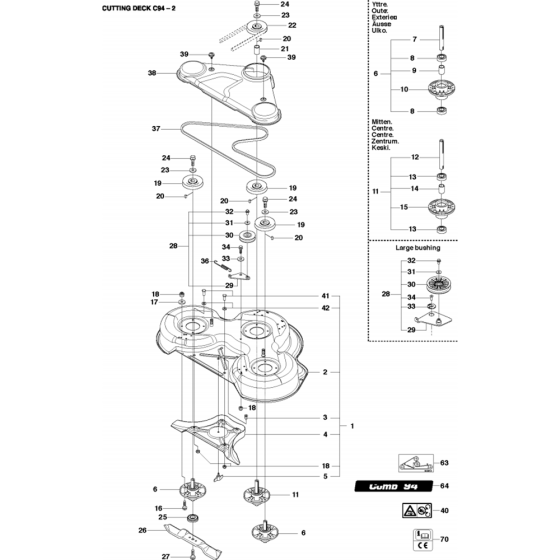 94cm Cutting Deck Assembly-1 for Husqvarna R214 T AWD Riders