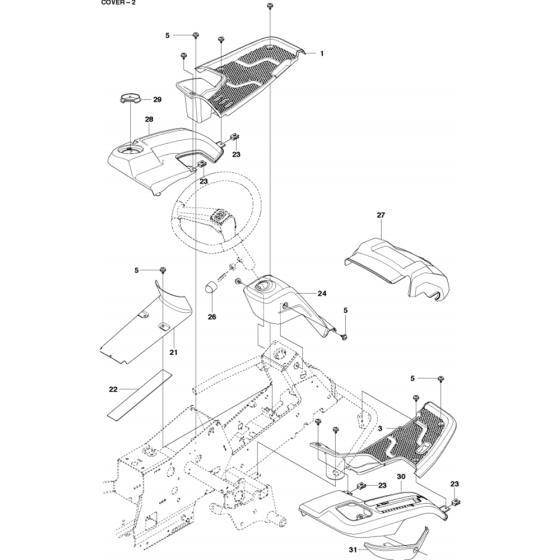 Cover Assembly-3 for Husqvarna R215 TX Riders