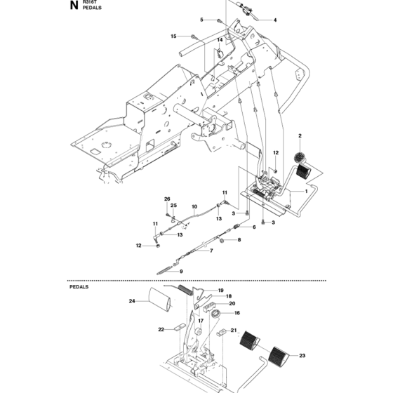 Pedals Assembly for Husqvarna R316 T Riders