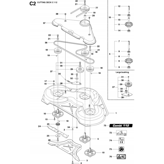 44"/112cm Cutting Deck Assembly-2 for Husqvarna R316 T AWD Riders