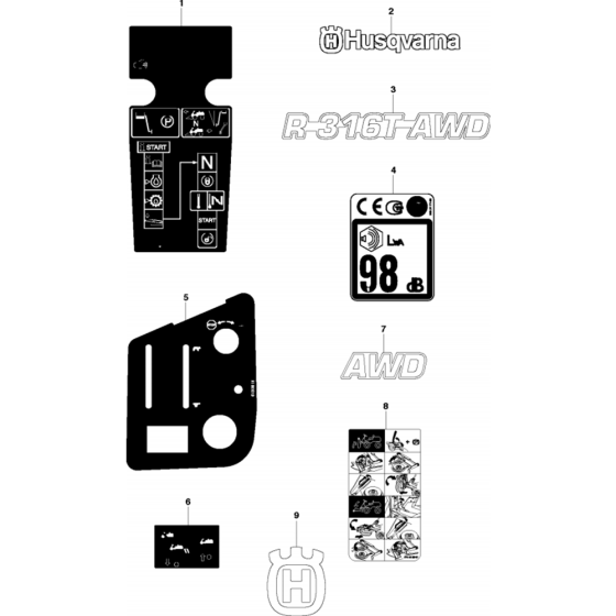 Decals for Husqvarna R316 T AWD Riders