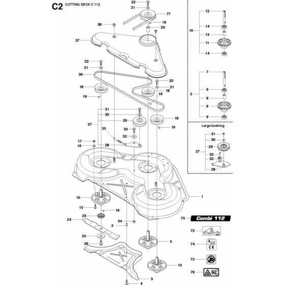 44"/112cm Cutting Deck Assembly-2 for Husqvarna R316 Ts AWD Riders