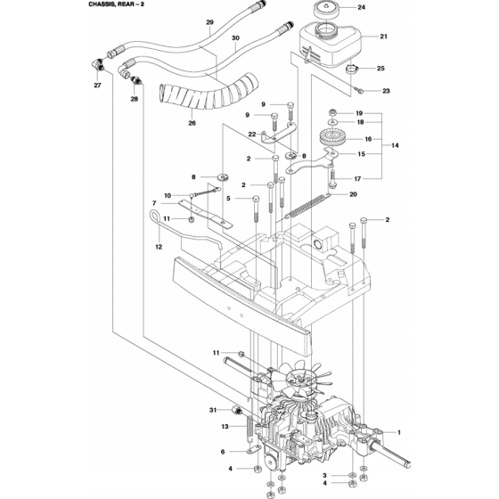 Chassis Rear Assembly-2 for Husqvarna R316 TsX AWD Riders