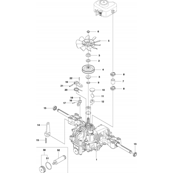 Transmission Assembly-1 for Husqvarna R316 TsX AWD Riders