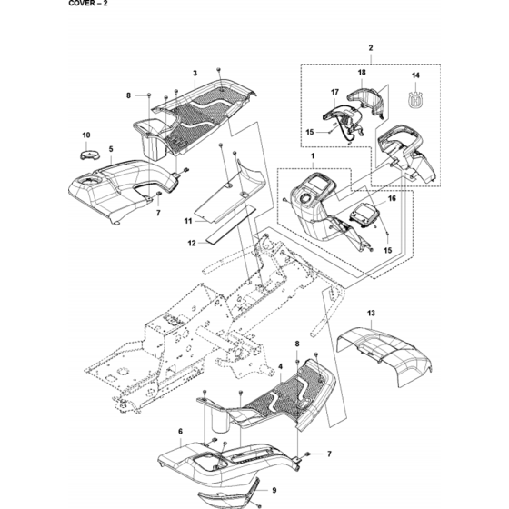 Cover Assembly-2 for Husqvarna R316 TX Riders