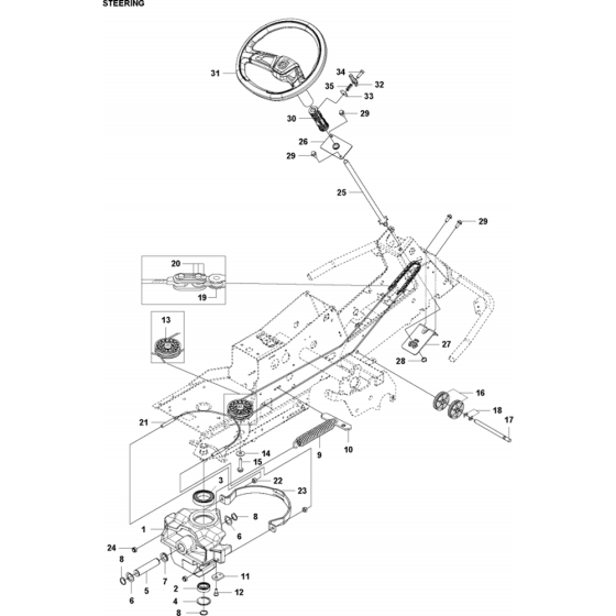 Steering Assembly for Husqvarna R316 TX Riders