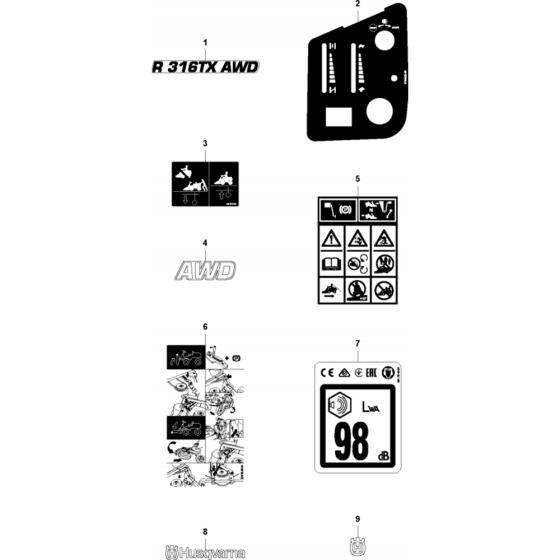 Decals for Husqvarna R316 TX AWD Riders