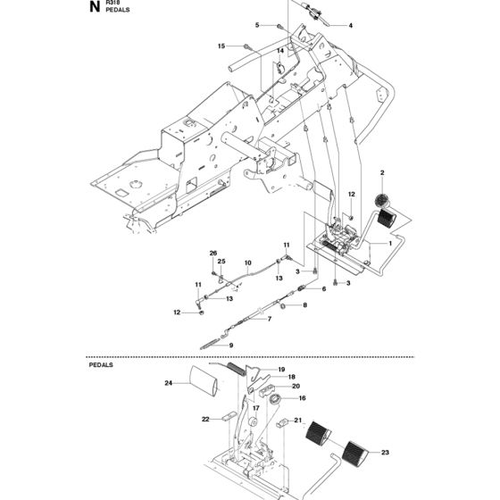 Pedals Assembly for Husqvarna R318 Riders