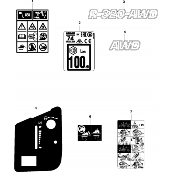 Decals for Husqvarna R320 AWD Riders