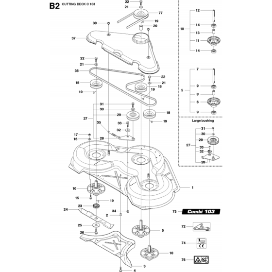 103cm Cutting Deck Assembly-2 for Husqvarna R320 AWD Riders