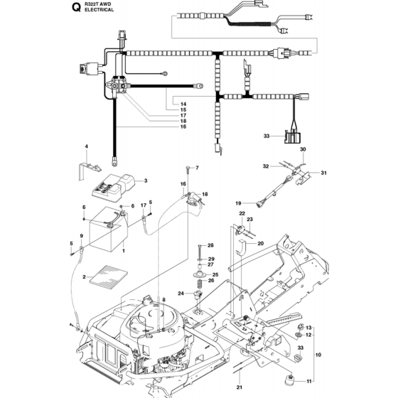 Electrical Assembly for Husqvarna R332T AWD Riders