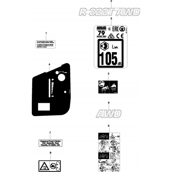 Decals for Husqvarna R332T AWD Riders