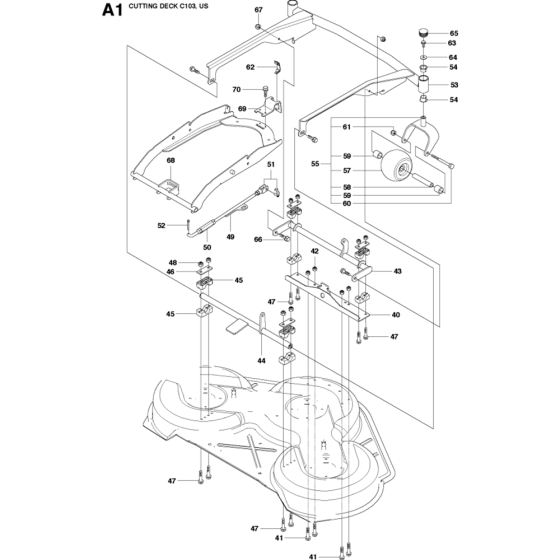 103cm Cutting Deck Assembly-1 for Husqvarna R332T AWD Riders