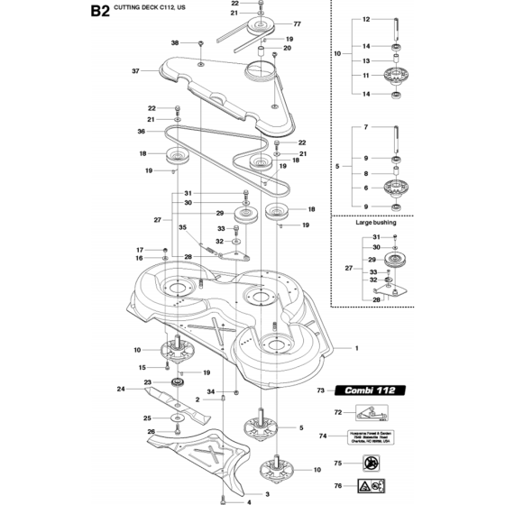 44"/112cm Cutting Deck Assembly-2 for Husqvarna R332T AWD Riders