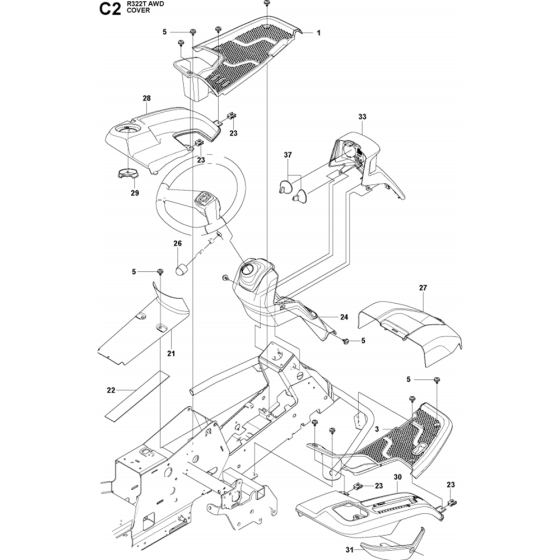 Cover Assembly for Husqvarna R332T AWD Riders