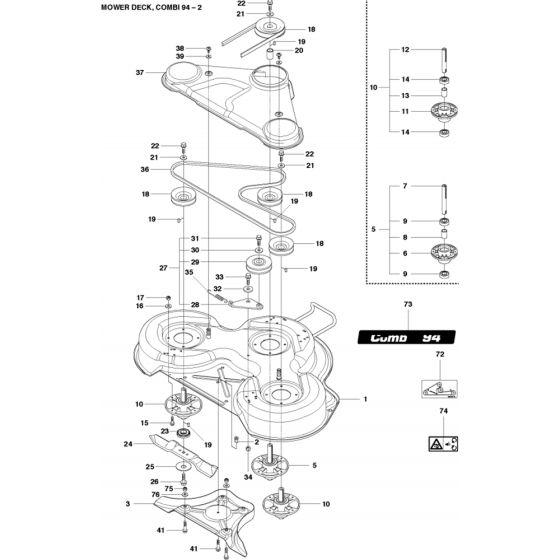 94cm Cutting Deck Assembly-3 for Husqvarna R418 TS AWD Riders