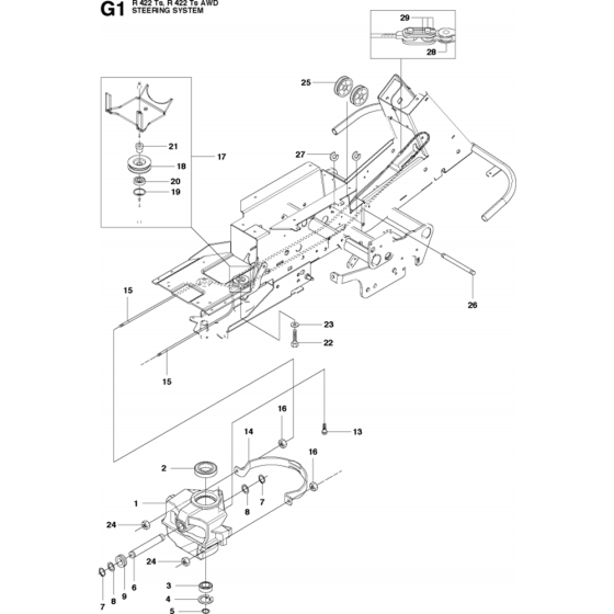 Steering Assembly-1 for Husqvarna R422 Ts Riders