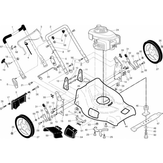 Frame & Engine Assembly for Husqvarna R53 SV Lawn Mowers